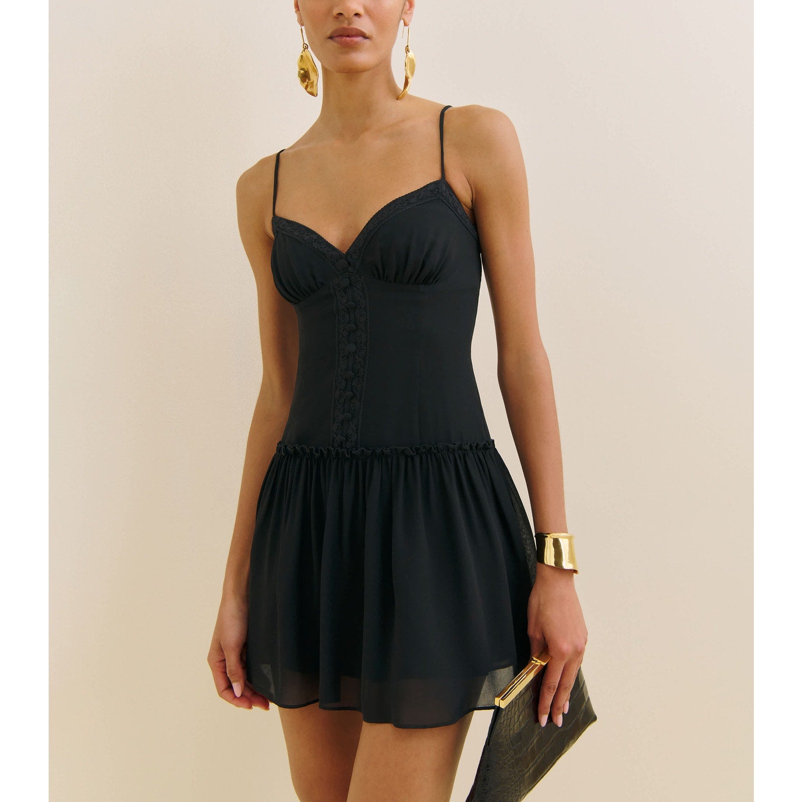 Reformation 'Citrus' Black Viscose Dress Size 10