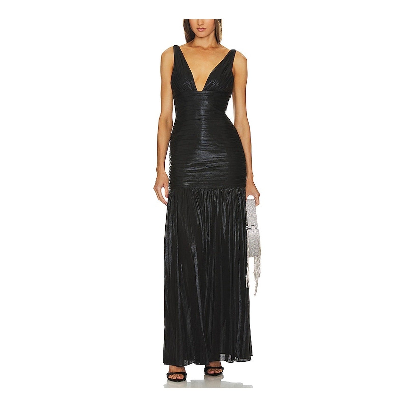 Retrofete 'Elsa' Black Plisse Satin Dress Size XXL - NWT
