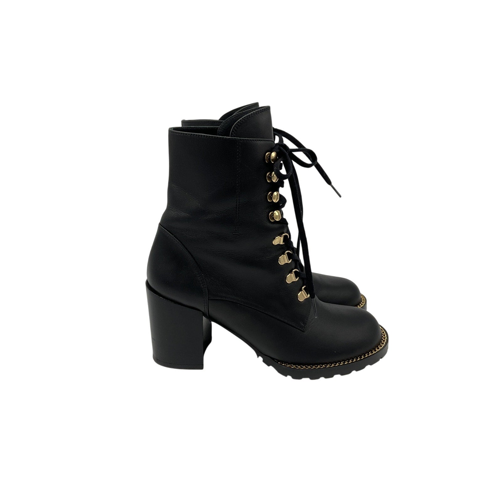 Stuart Weitzman 'Kolbie' Black Leather Block Bootie Size 8.5