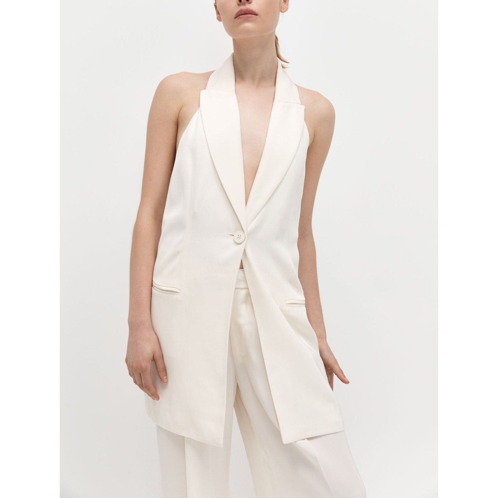 St. Agni 'Helm' White Viscose Vest Size XS