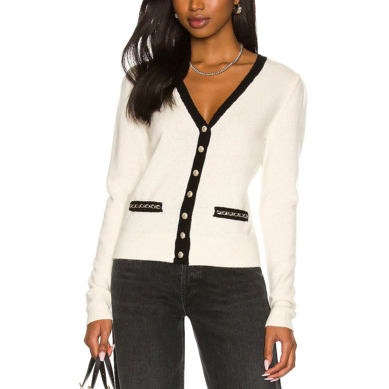 Generation Love 'Demi' White Chain Cardigan Size S