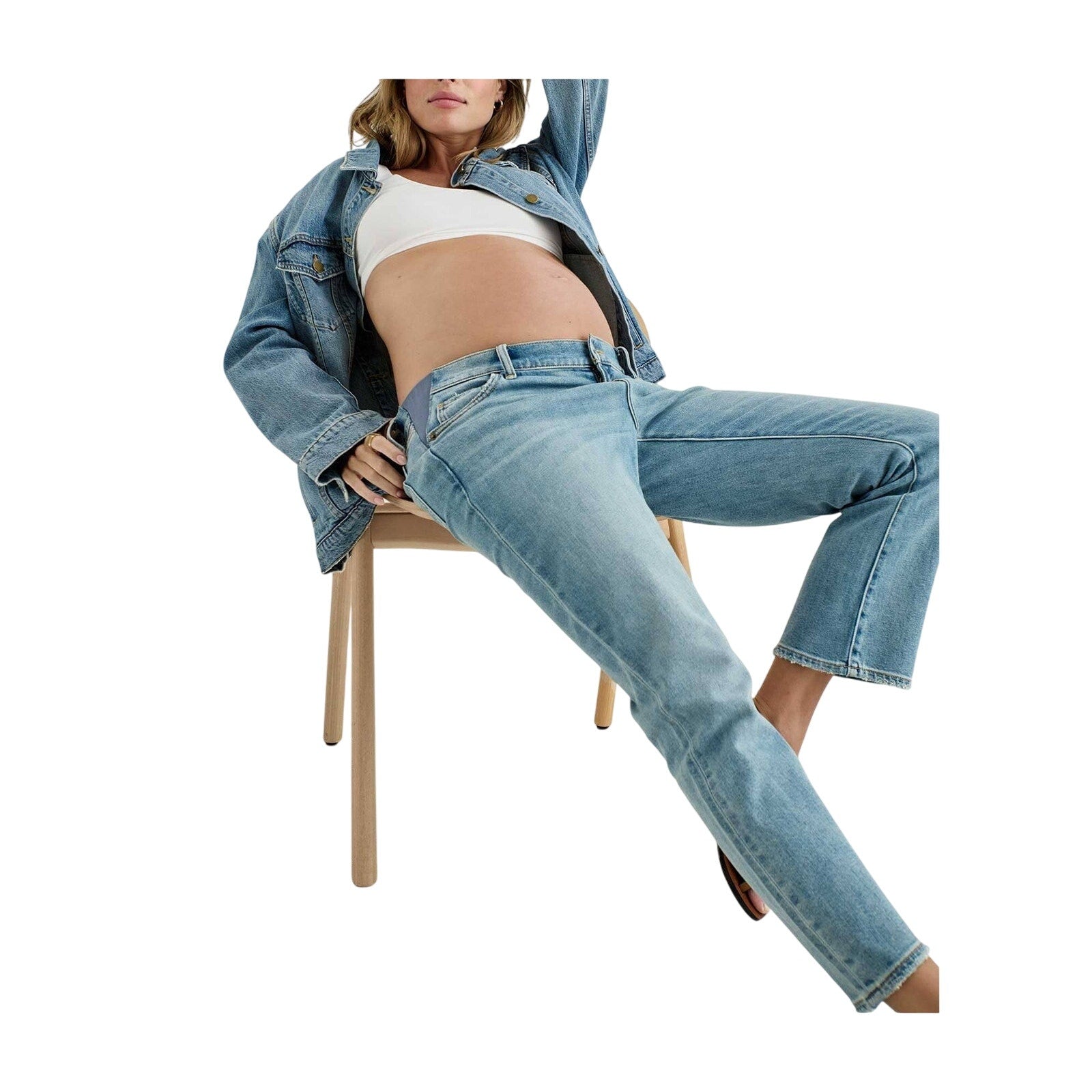Hatch The Crop Blue Cotton Maternity Denim Jean Size 27
