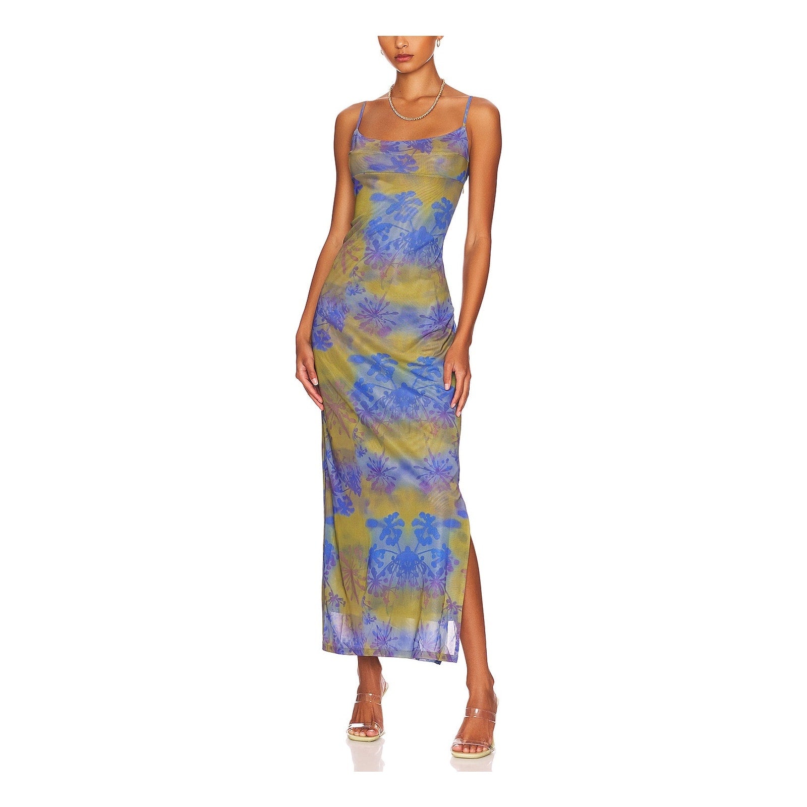 Miaou 'Paloma' Blue Polyester Elsesser Thais Dress Size S