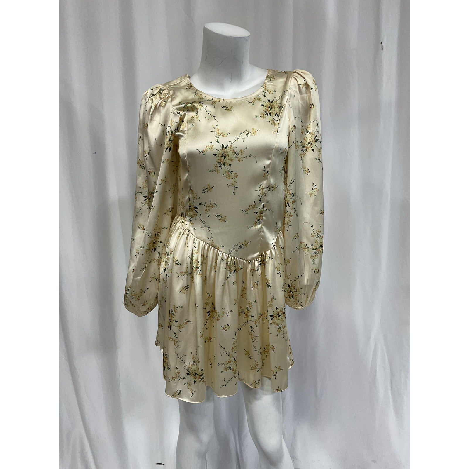 Loveshackfancy 'Garcia' Yellow Floral Satin Mini Dress Size 2