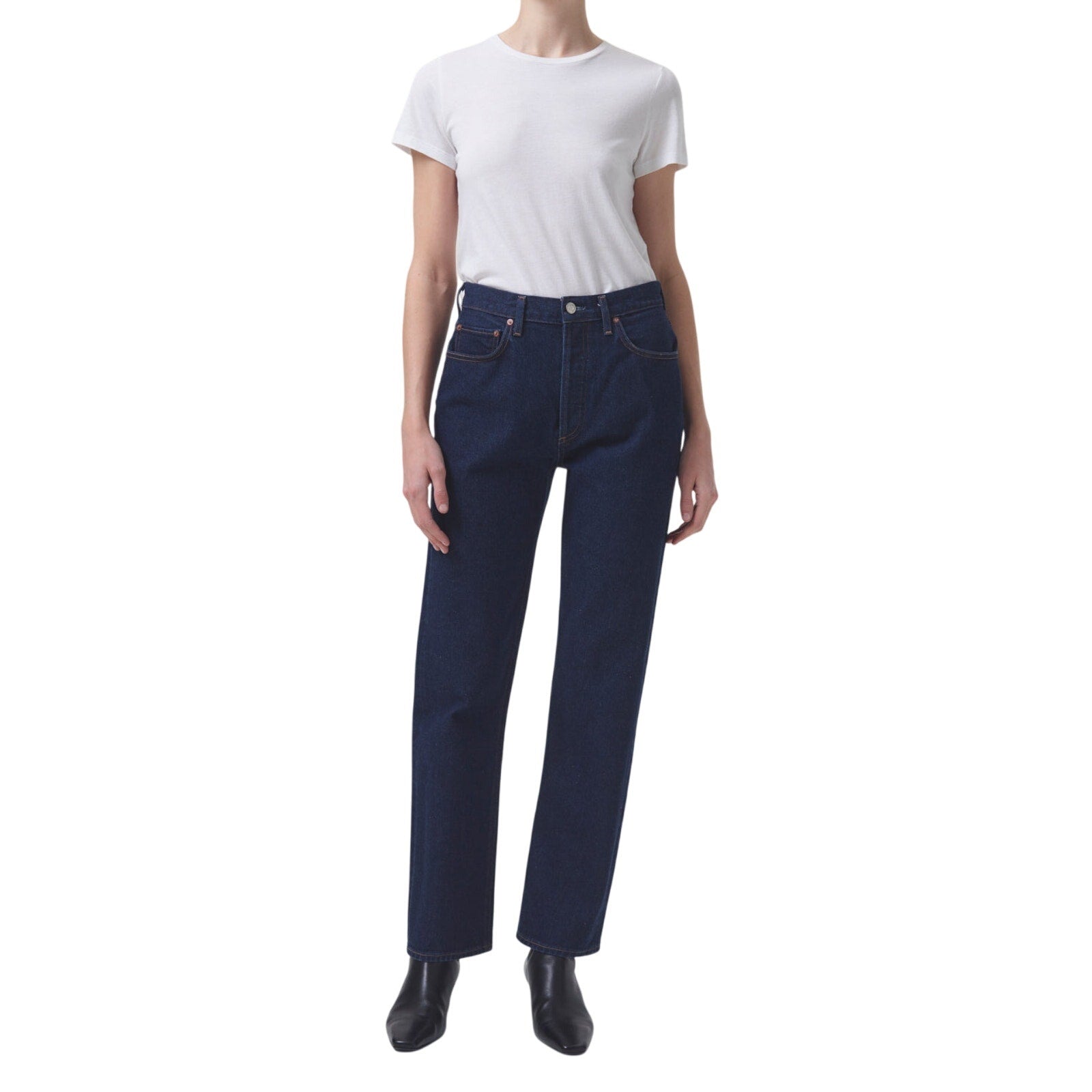 Agolde '90'S' Blue Cotton Pinch Waist High Rise Straight Jean Size 29