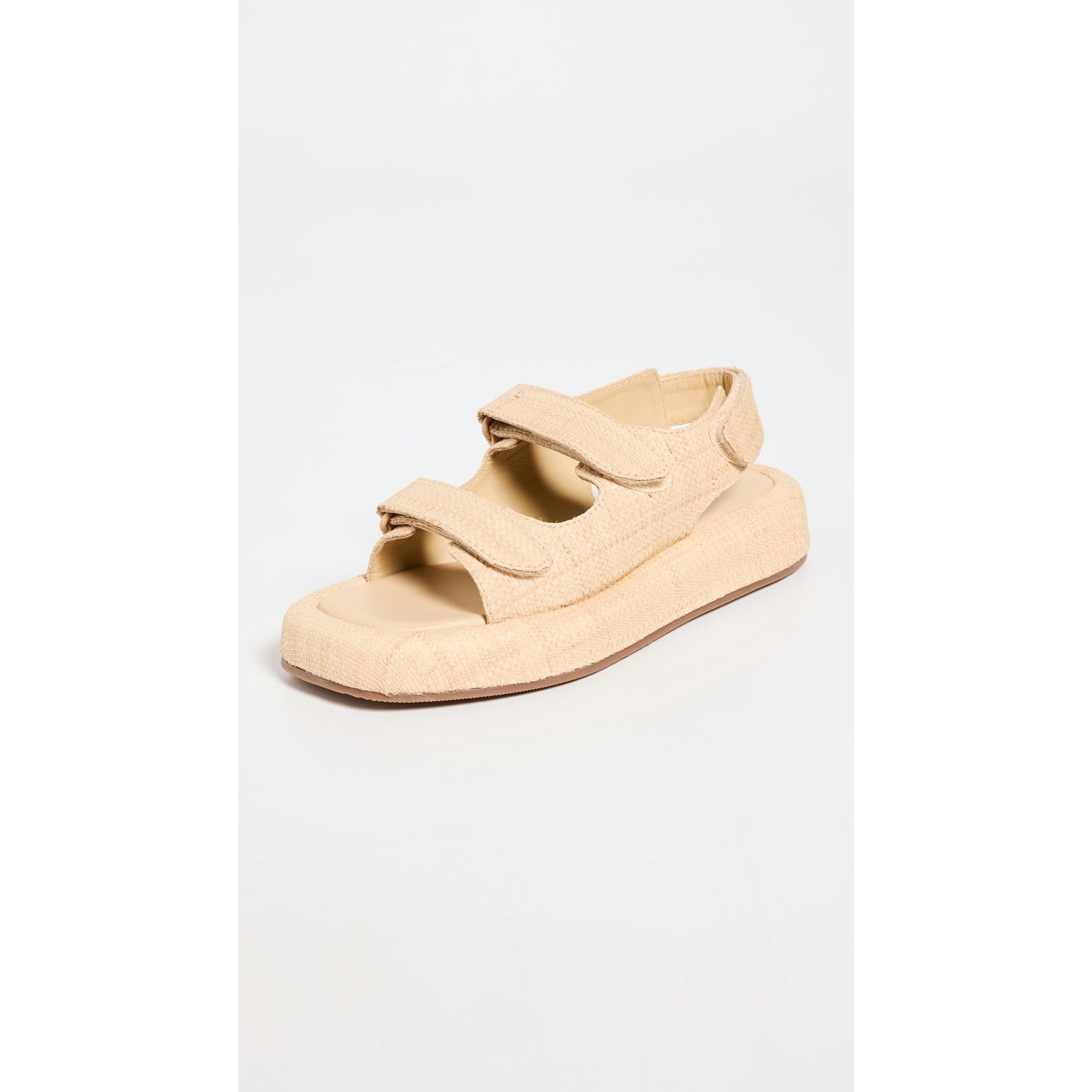 Loeffler Randall Beige Raffia Two Band Platform Sandals Size 6