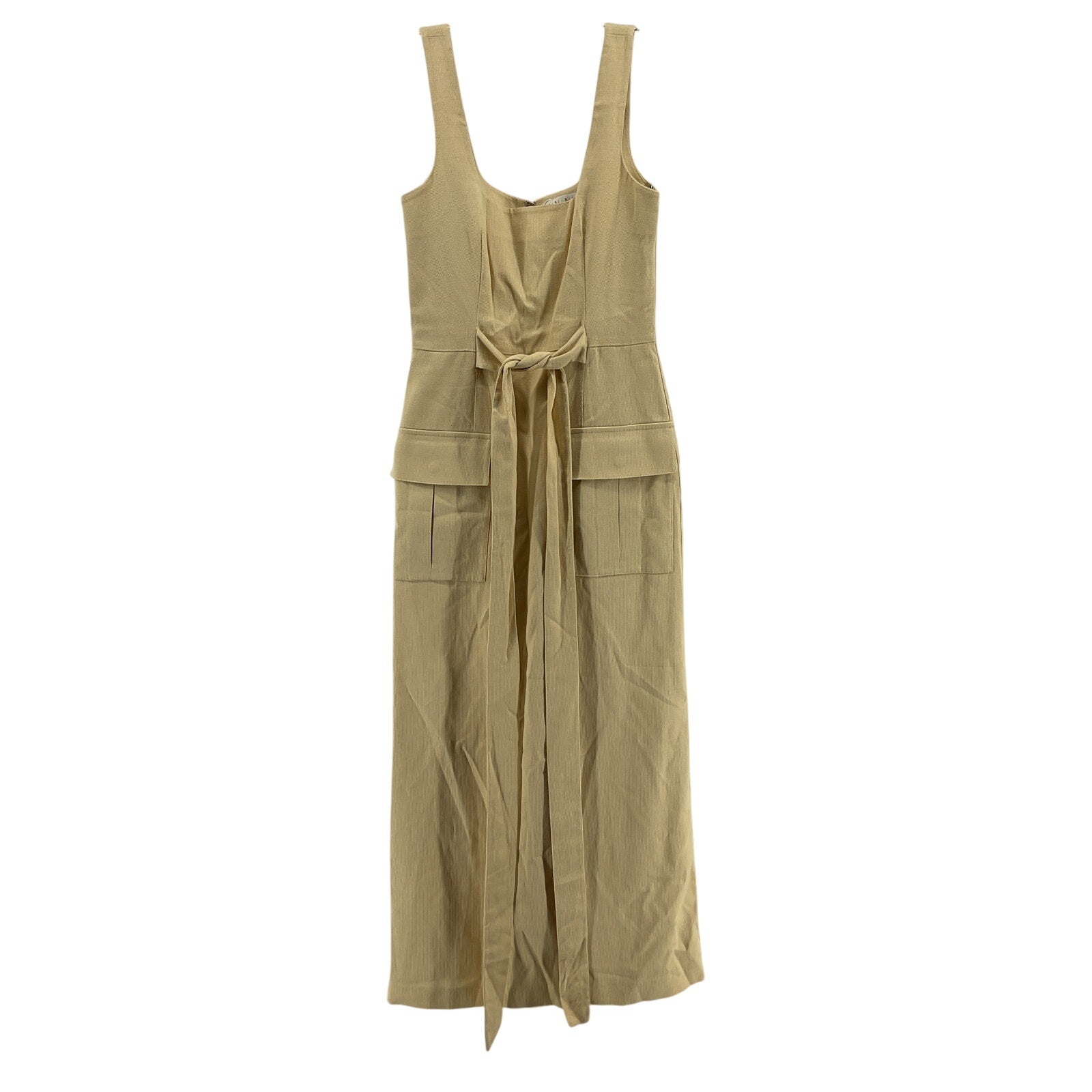 Usisi Sister 'Leah' Yellow Cotton Tie-Detailed Gauze Midi Dress Size XS