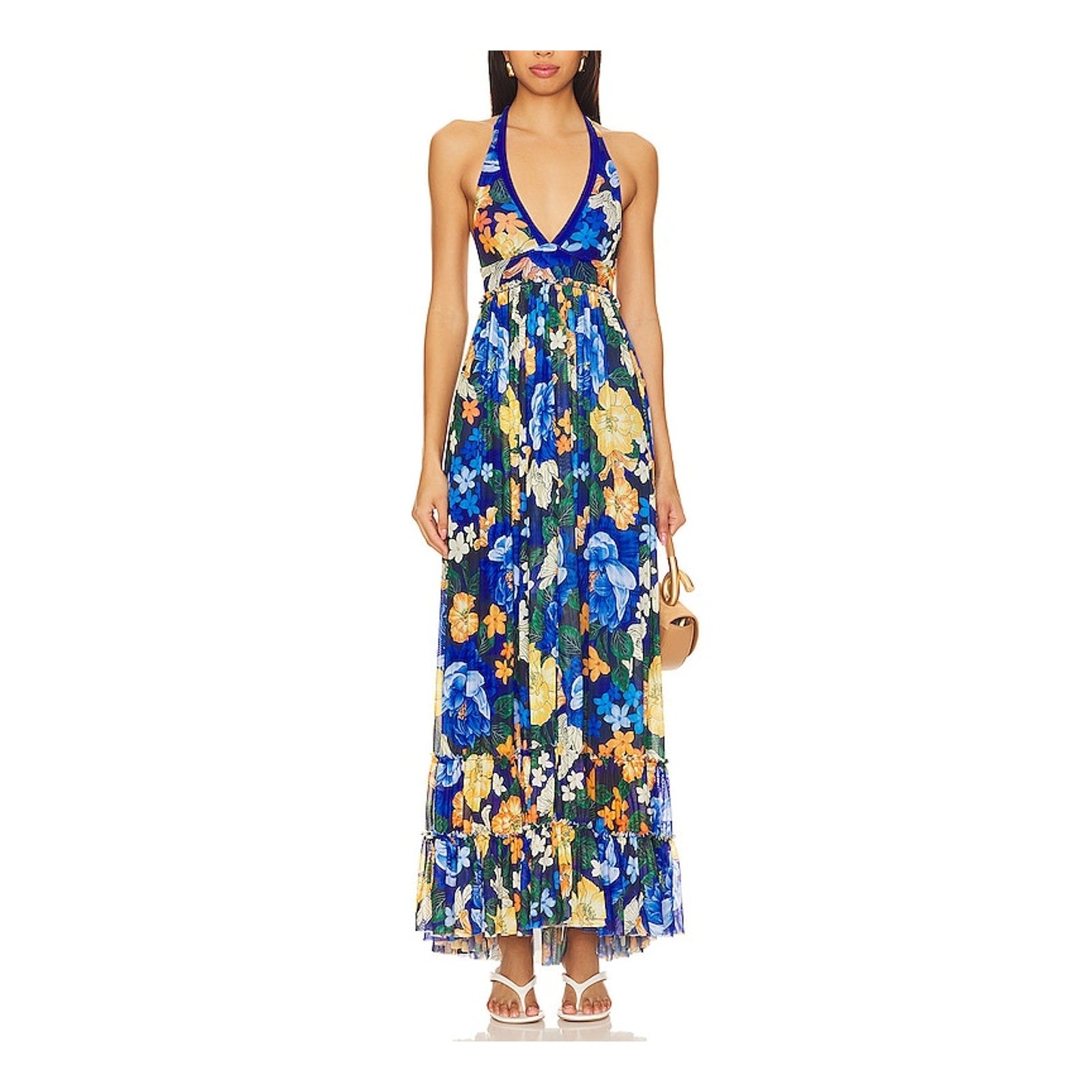 Agua Bendita X Revolve 'Ashley' Blue Polyester Maxi Dress Size M