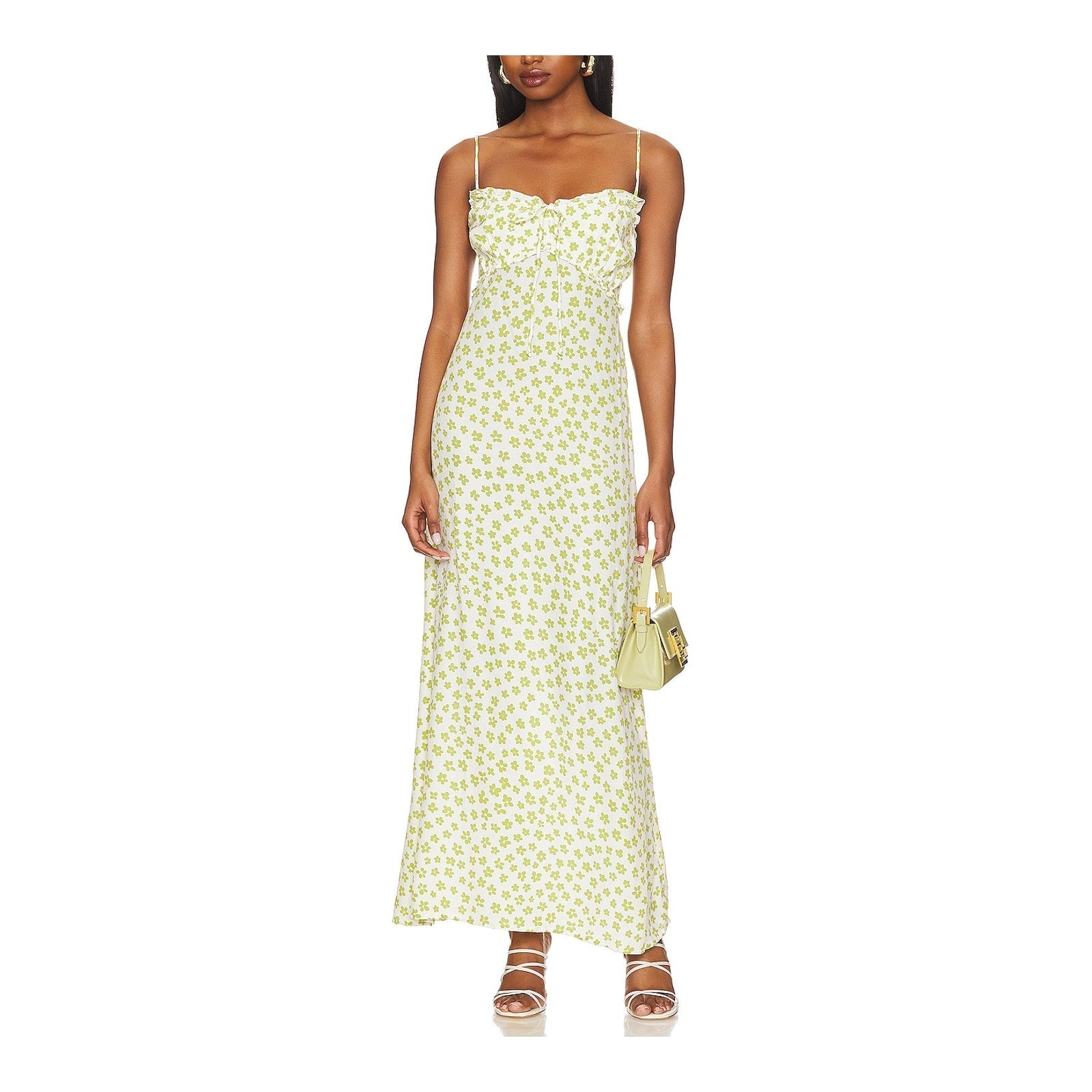 Faithfull The Brand 'Gita' Green Rayon Midi Dress Size M