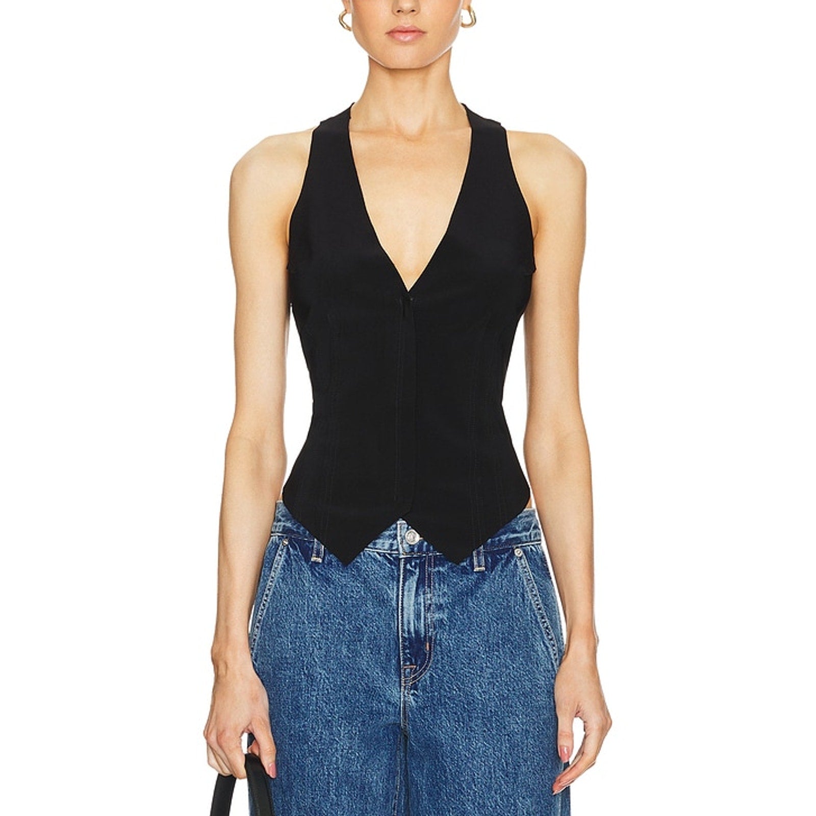 Norma Kamali Simple Black Polyester Vest Size XXS