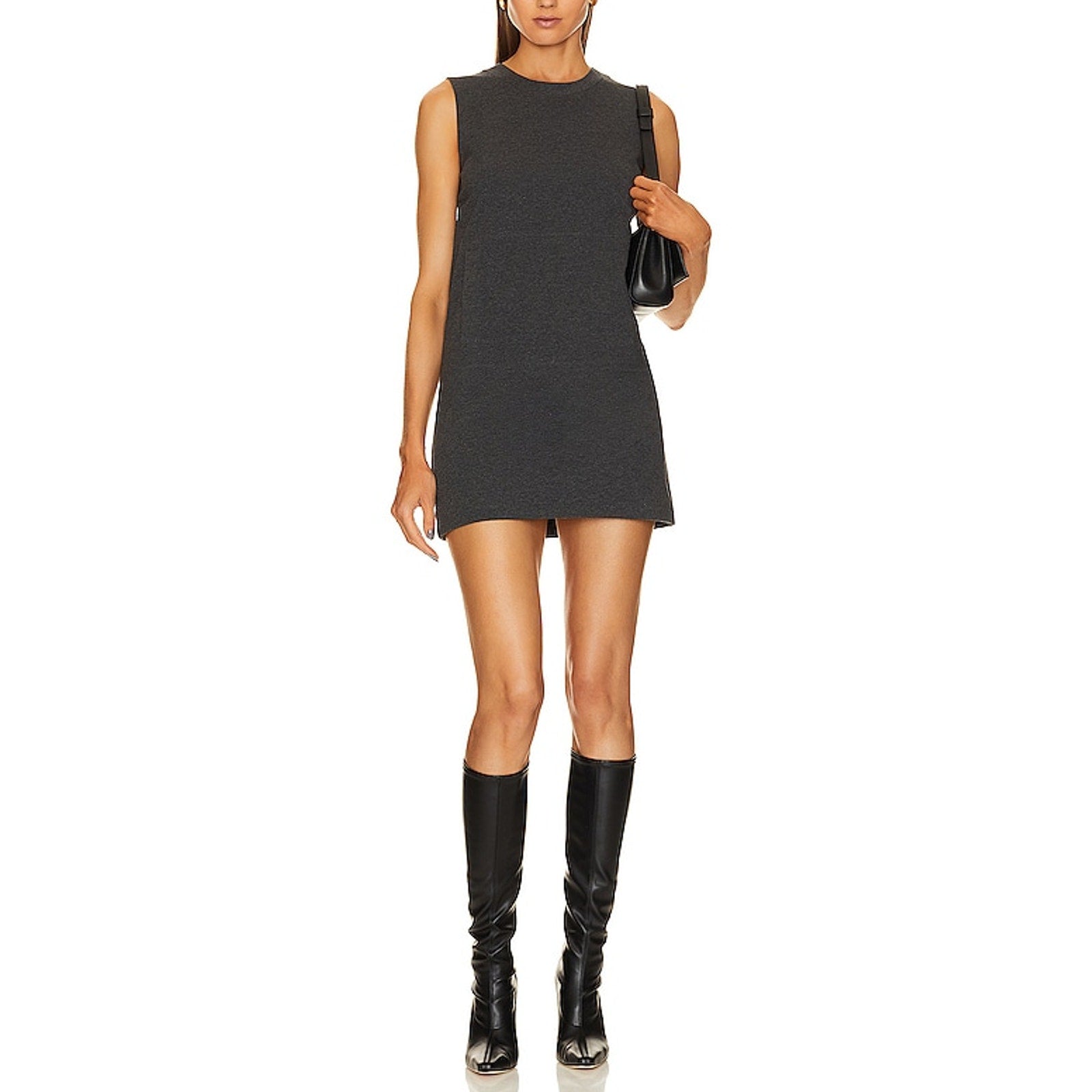 Norma Kamali Sleeveless Grey Cotton Tailored Terry Mini Dress Size S