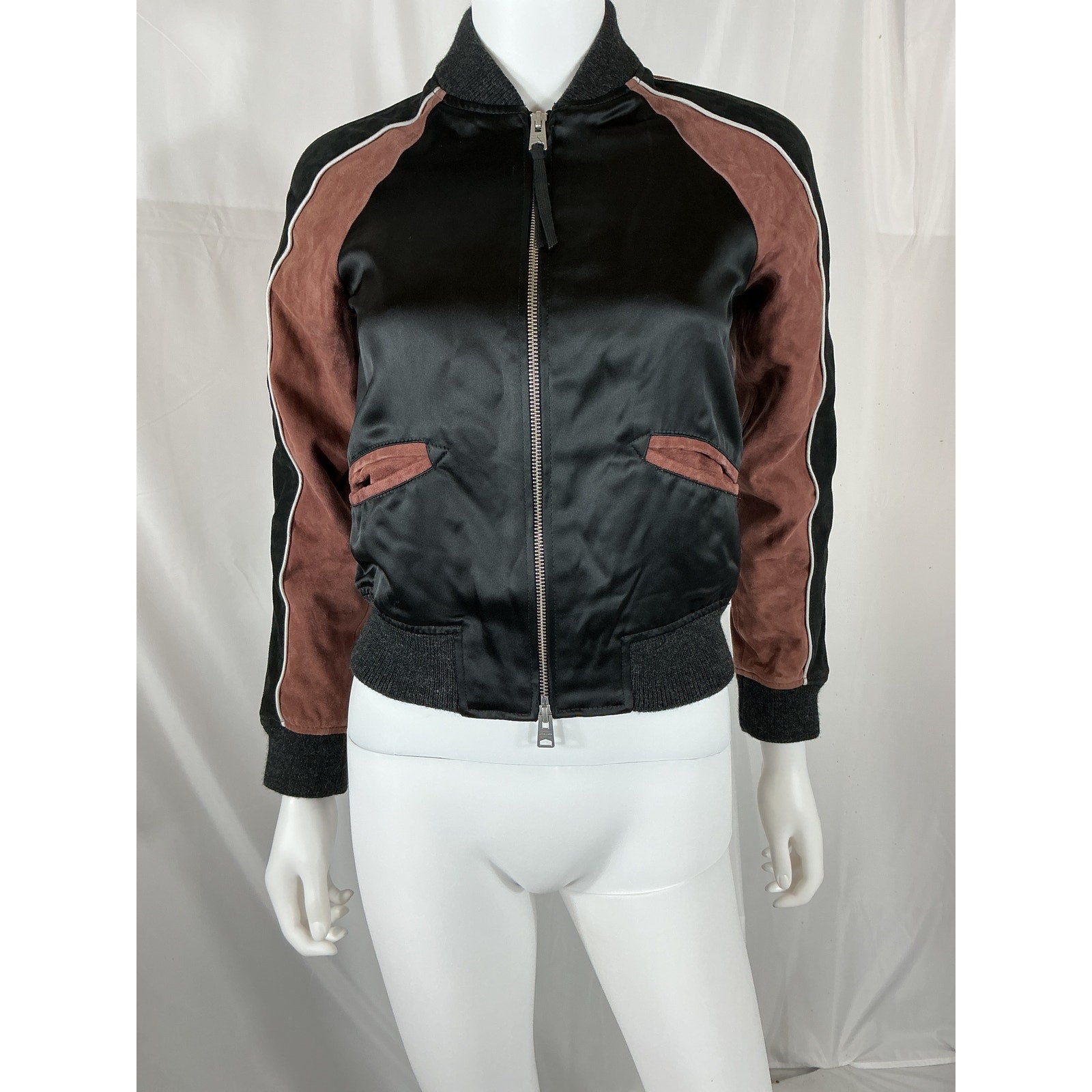 Allsaints 'Atley' Black Acetate Bomber Jacket Size XS