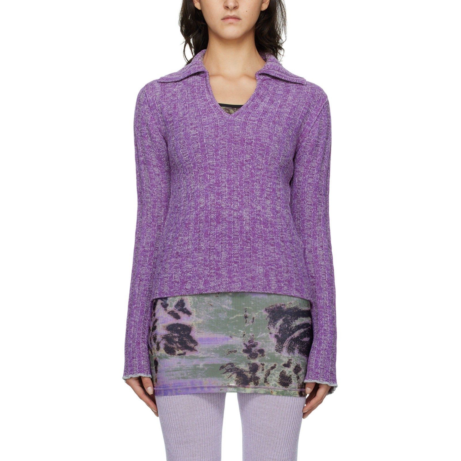 Acne Studios V-Neck Purple Wool Polo Sweater Size M