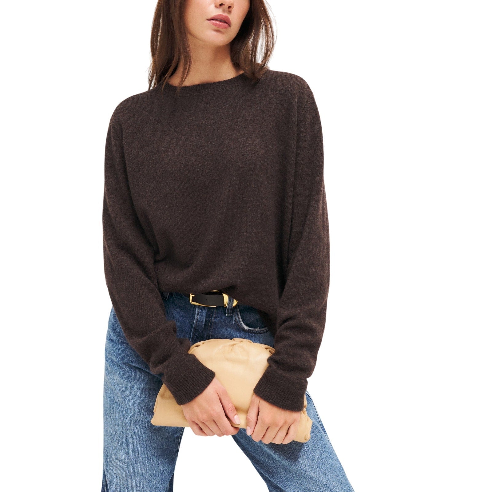 Reformation Brown Cashmere Boyfriend Sweater Size M