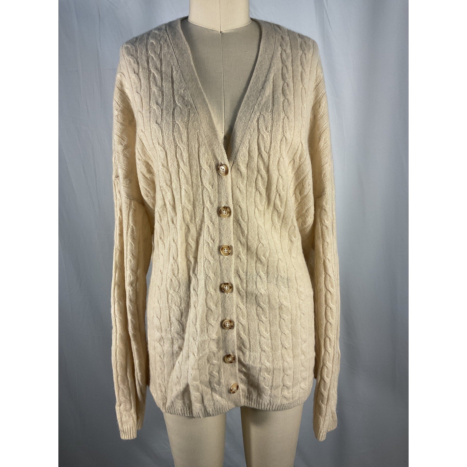 Reformation 'Giusta' Beige Cashmere Oversized Cashmere Cardigan Size S