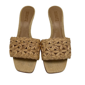 Schutz Woven Perla Dethalia Heeled Sandals Size 6.5