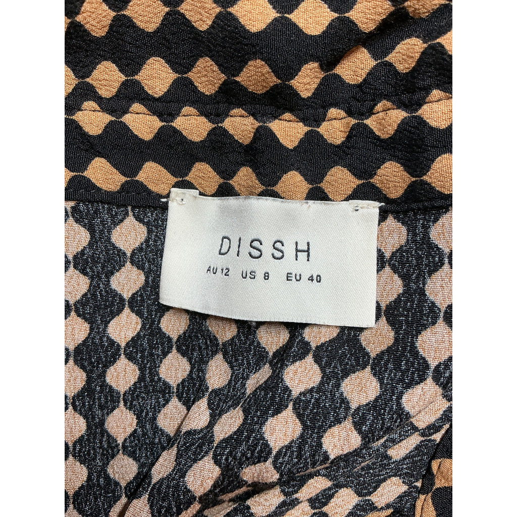 Dissh 'Mila' Black Viscose Caramel Vacation Shirt Size 8