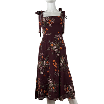 Reformation Floral Burgundy Twilight Dress Size 0 P