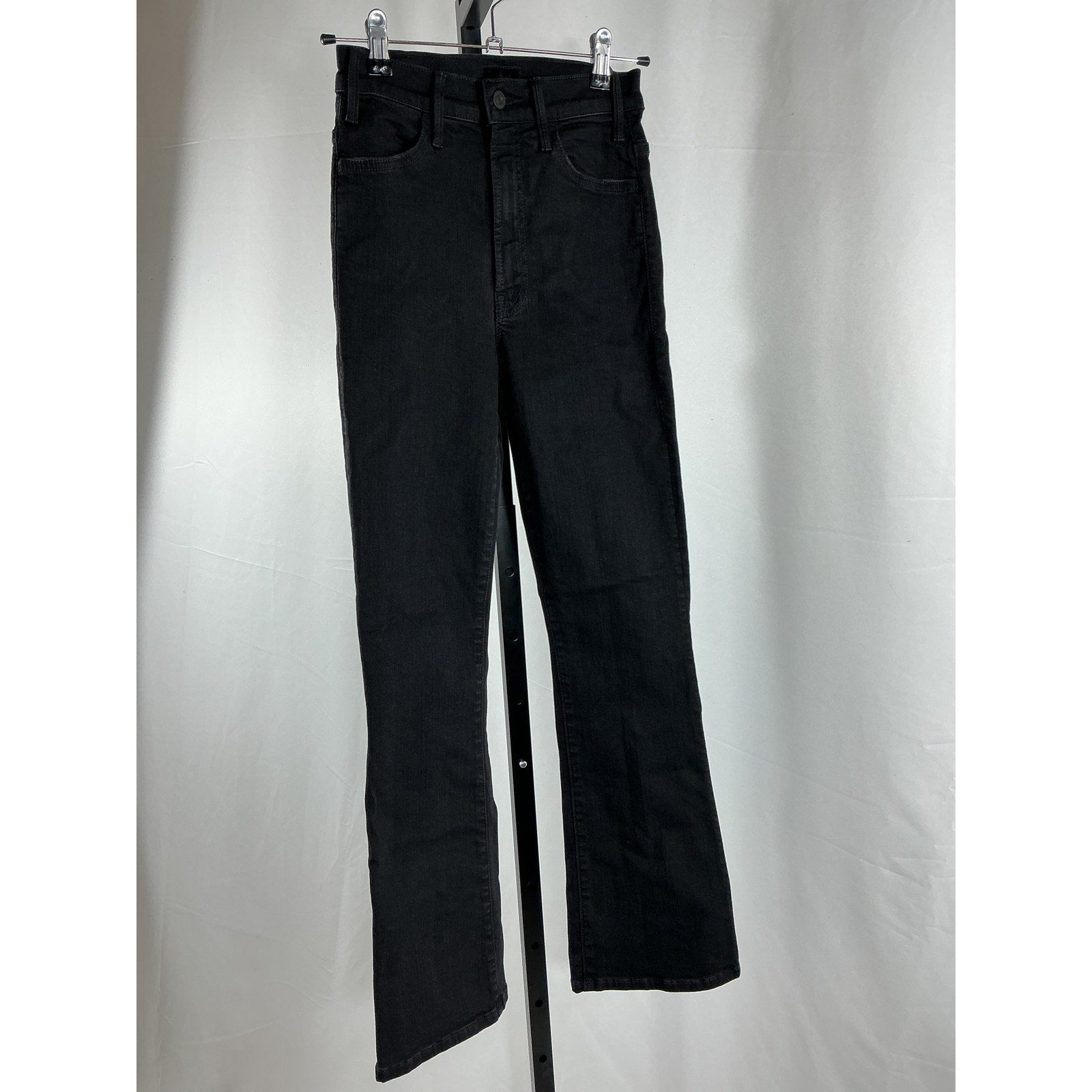 Mother The Hustler High Waist Black Cotton Ankle Flare Jeans Size 23