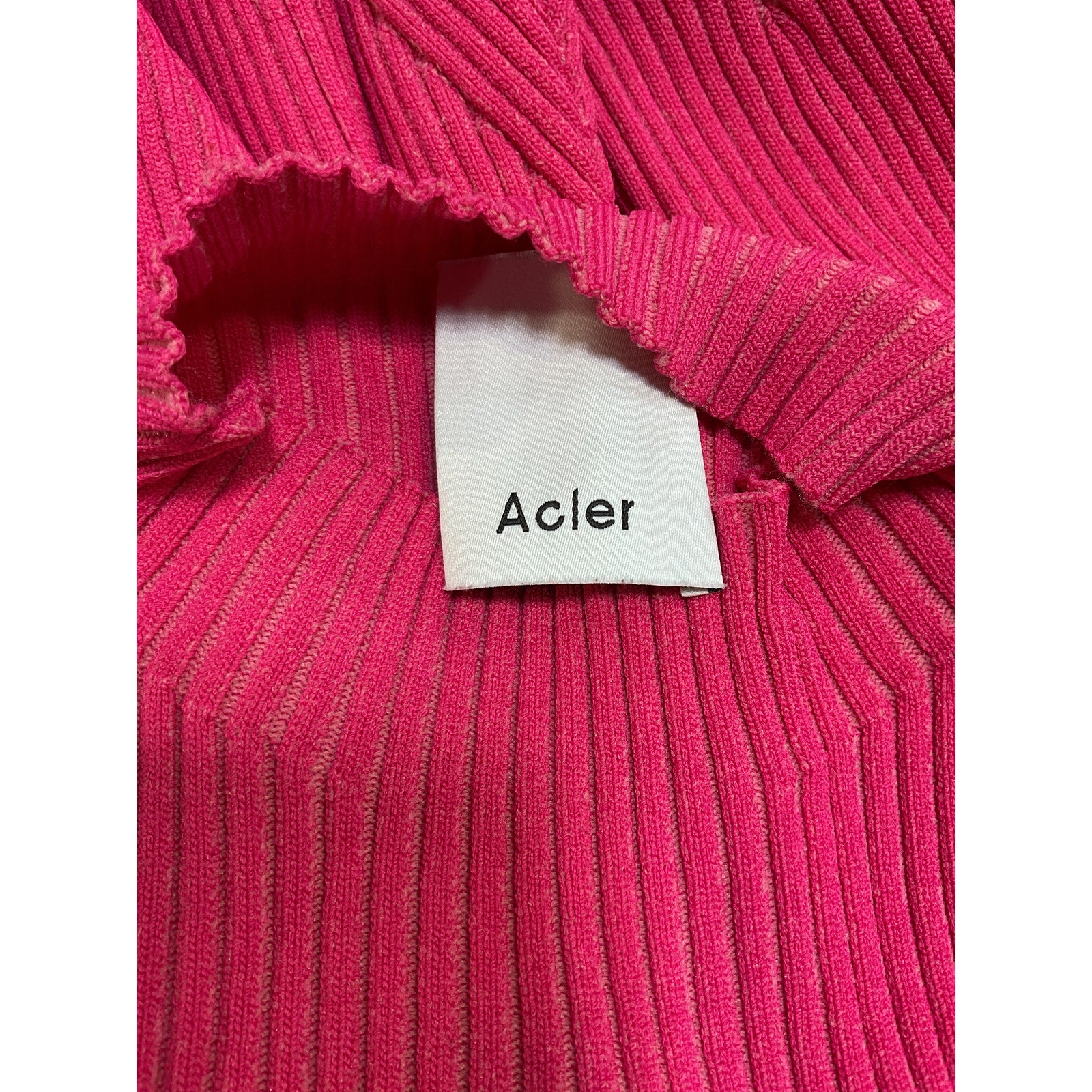 Acler 'Sanders' Pink Nylon Skivvy Rib-Knit Sweater Size 2