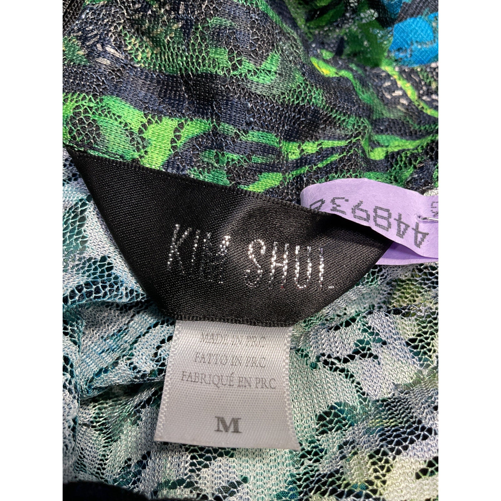 Kim Shui Lace Blue Rayon Butterfly Dress Size M