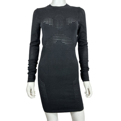 Michael Costello Mixed Mesh Black Fabian Mini Dress Size M
