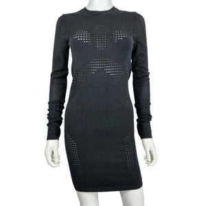 Michael Costello Mixed Mesh Black Fabian Mini Dress Size M