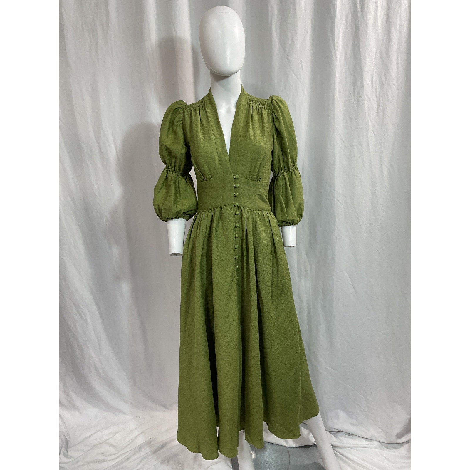 Cult Gaia 'Willow' Green Linen Dress Size XS