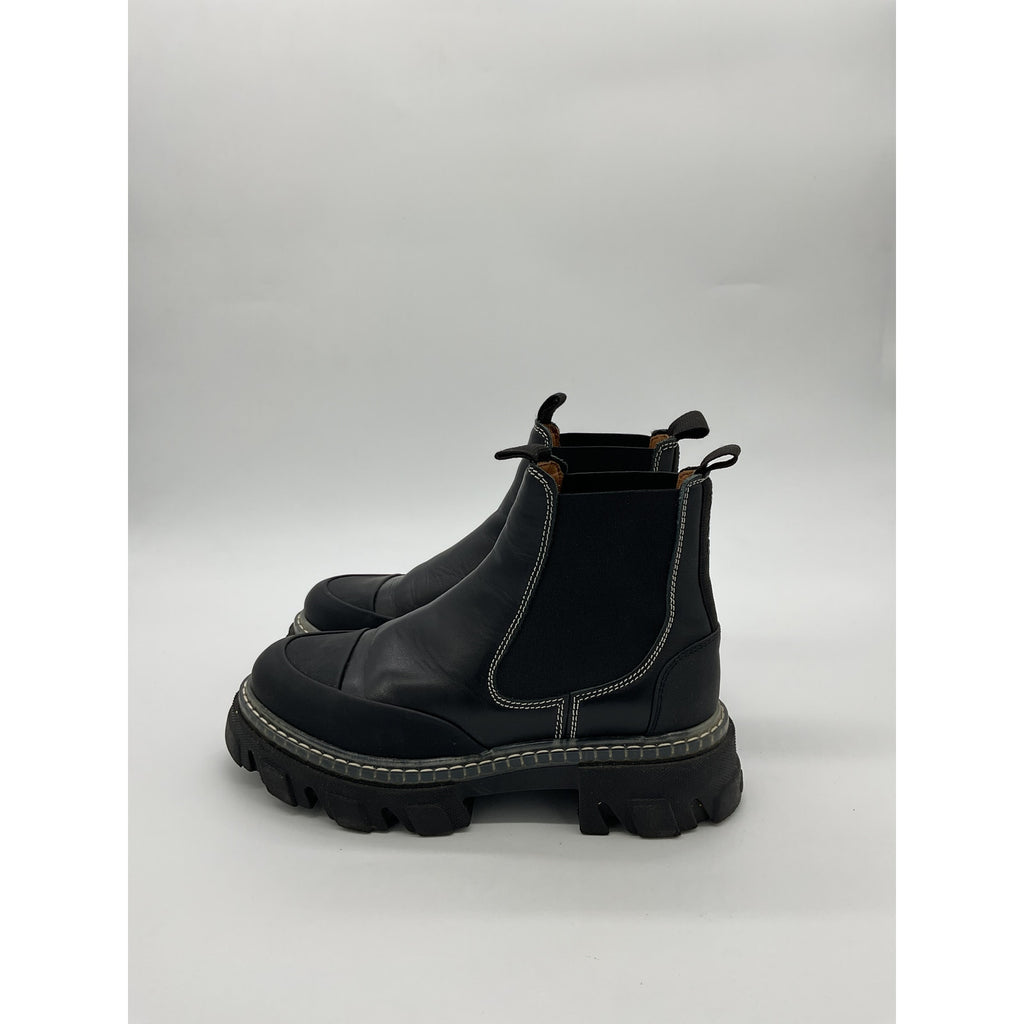 Ganni 'Cleated' Black Chelsea Booties Size 9