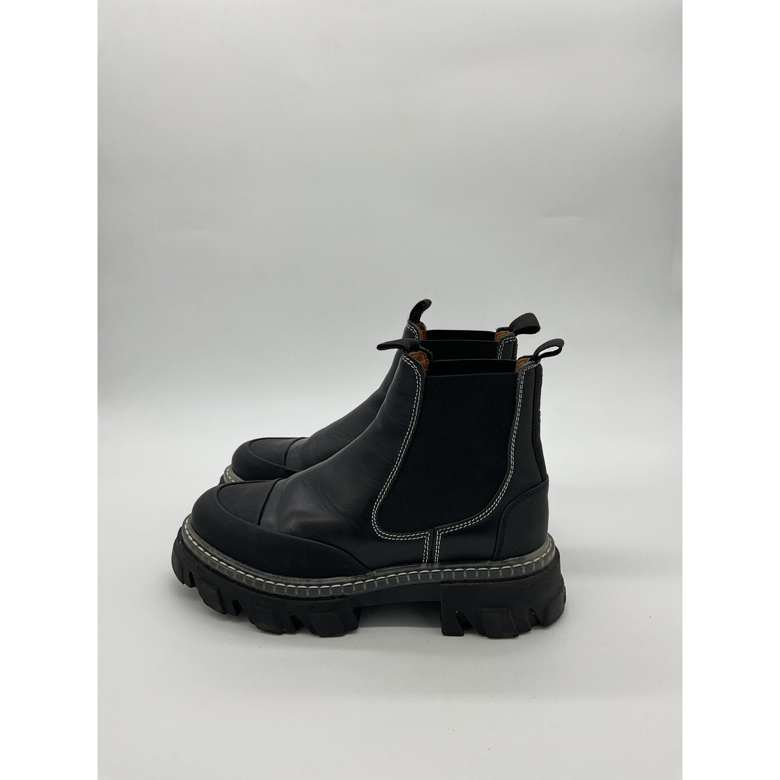 Ganni 'Cleated' Black Chelsea Booties Size 9