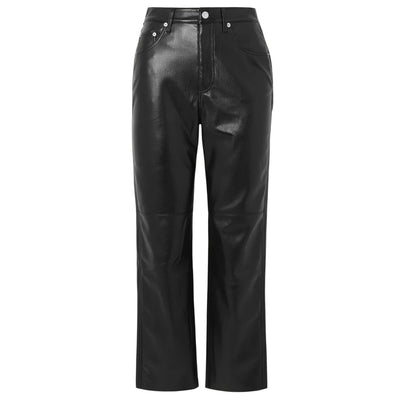 Nanushka Cropped Black Vinni Straight Leg Pants Size XS