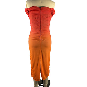 Michael Costello Ombre Orange Sunset Midi Dress Size S