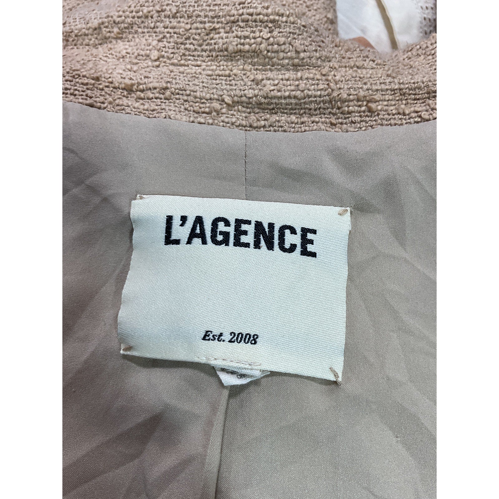 L'Agence 'Inez' Tan Tweed Blazer Size 12