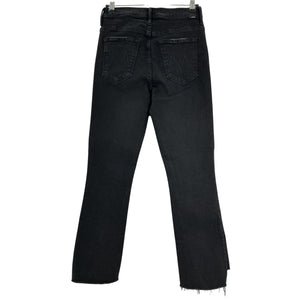 Mother Sleek Black Insider Crop Step Fray Denim Jeans Size 27
