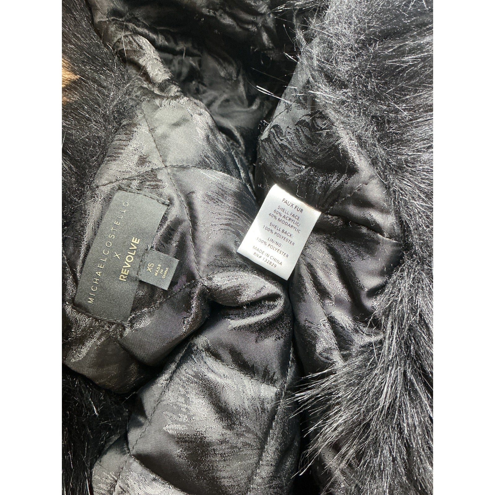 Michael Costello X Revolve 'Vitoria' Black Acrylic Coat Size XS