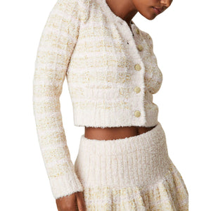 Loveshackfancy Tweed Cream Puff Pink Saxson Cardigan Size XS