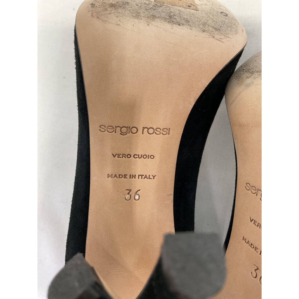 Gianvito Rossi '105' Black Suede Leather Pumps Stiletto Heel Size 6
