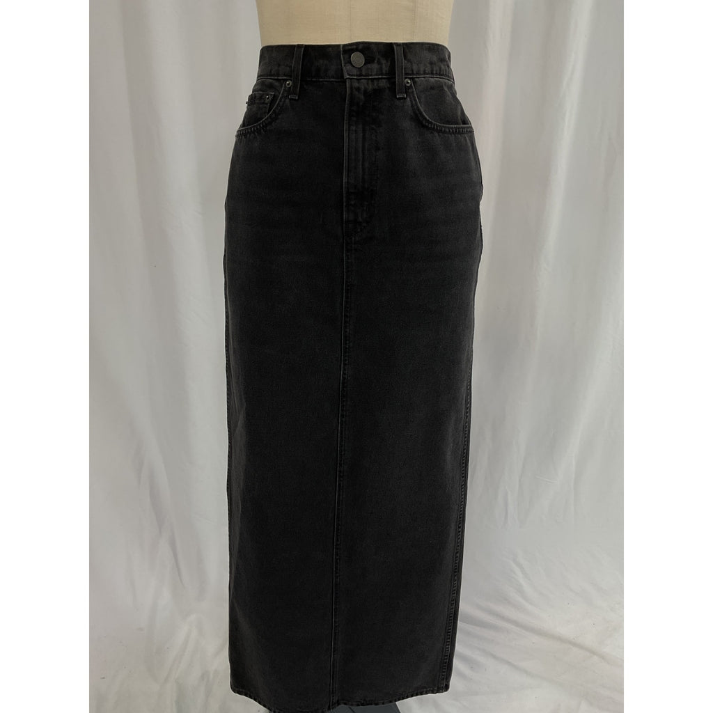 Grlfrnd 'Amara' Black Maxi Pencil Skirt With Back Slit Size 28