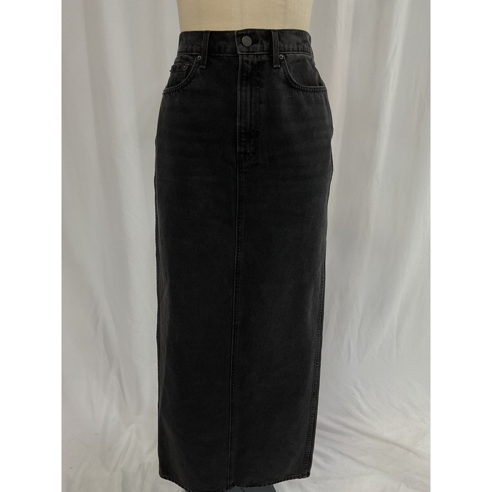 Grlfrnd 'Amara' Black Maxi Pencil Skirt With Back Slit Size 28