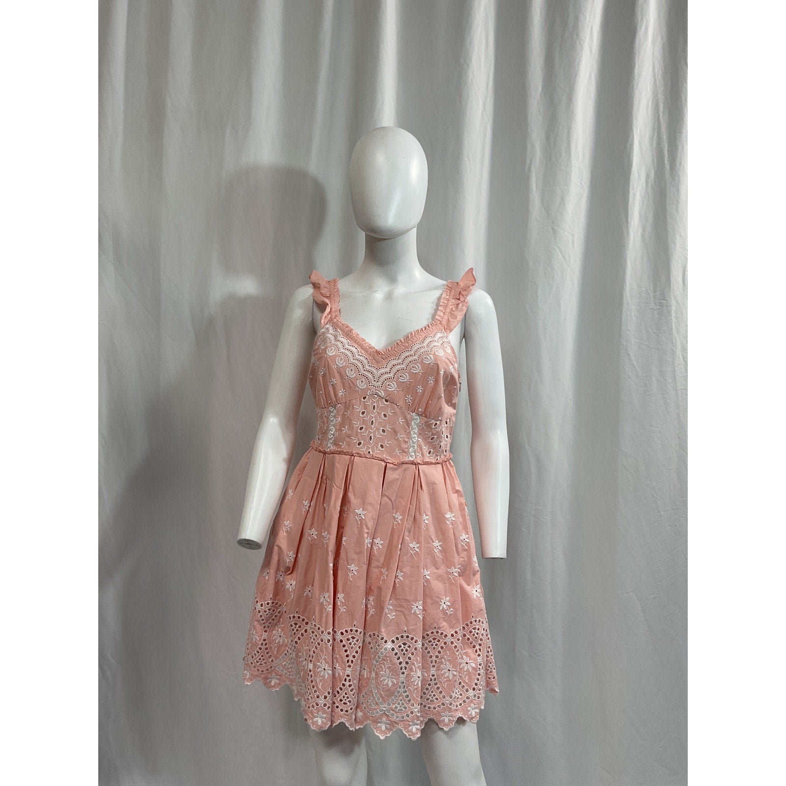 Loveshackfancy 'Mochi' Pink V Neck Mini Dress Size 2
