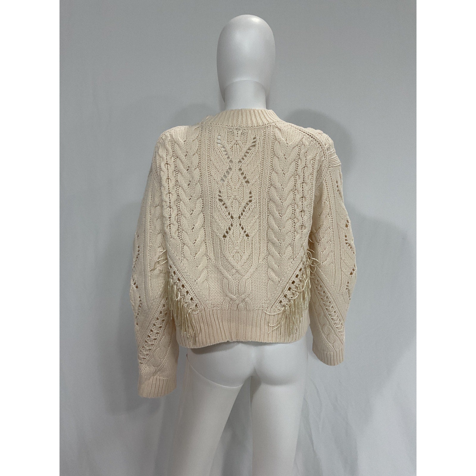 Vince 'Fringe' White Cable Sweater Size L