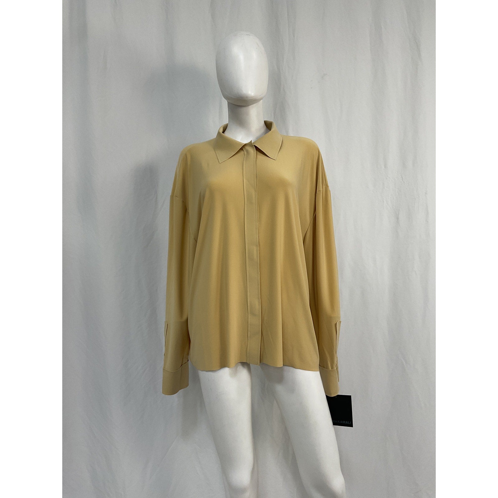 Norma Kamali Boyfriend Tan Polyester Nk Shirt Size M - NWT