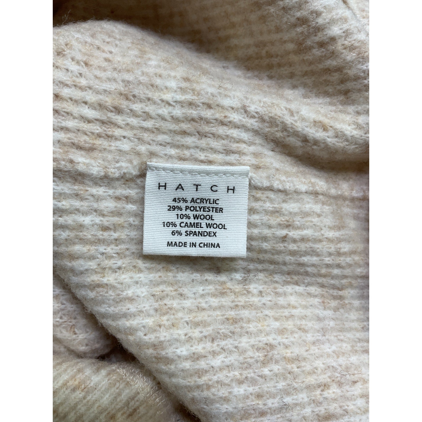 Hatch 'The Cozy' Beige Acrylic Waffle Hoodie Size 2