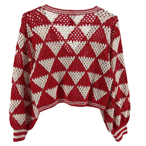 Anna Kosturova Crochet Red Maija Cardigan Size XS