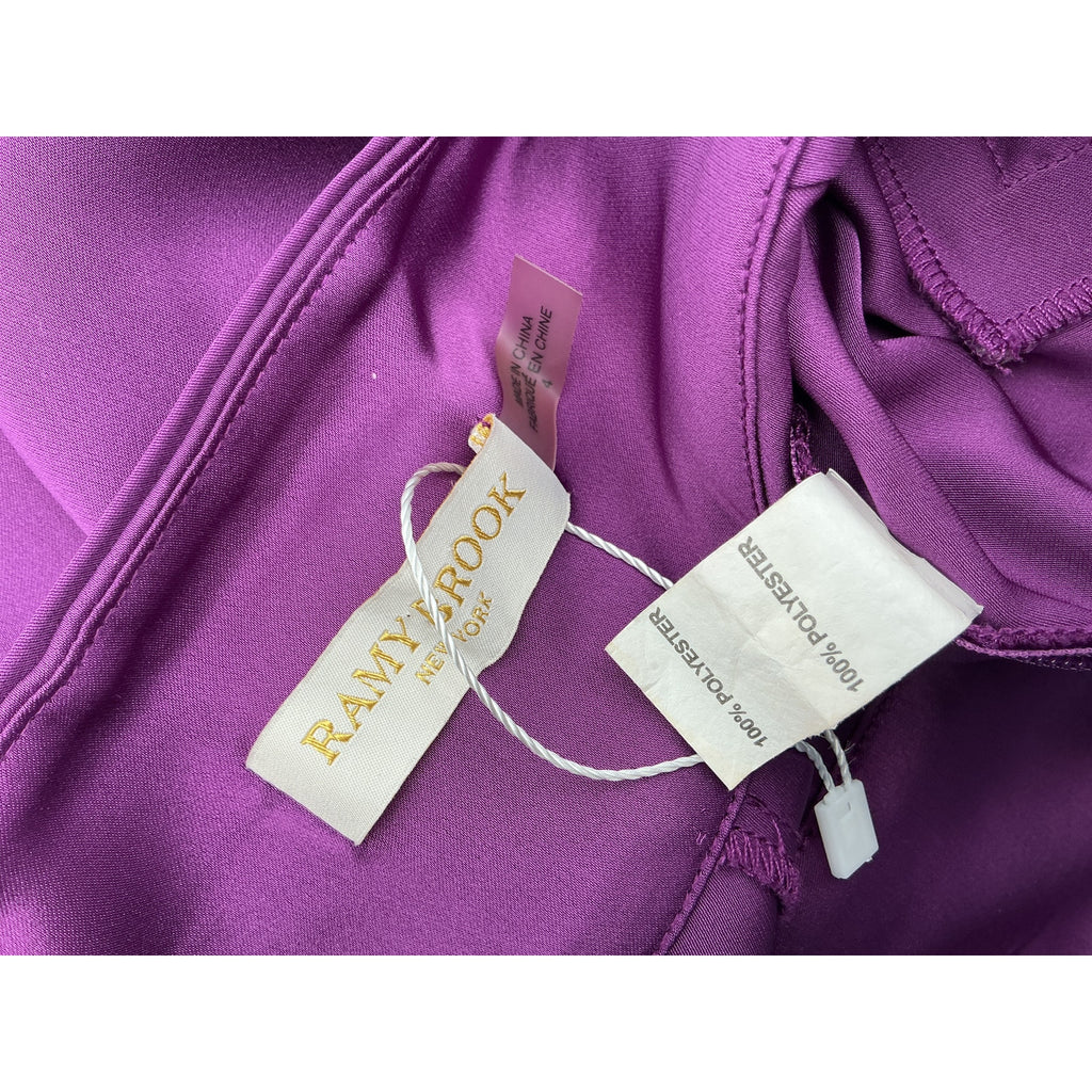 Ramy Brook 'Joss' Purple Polyester Wide Leg Pant Size 4