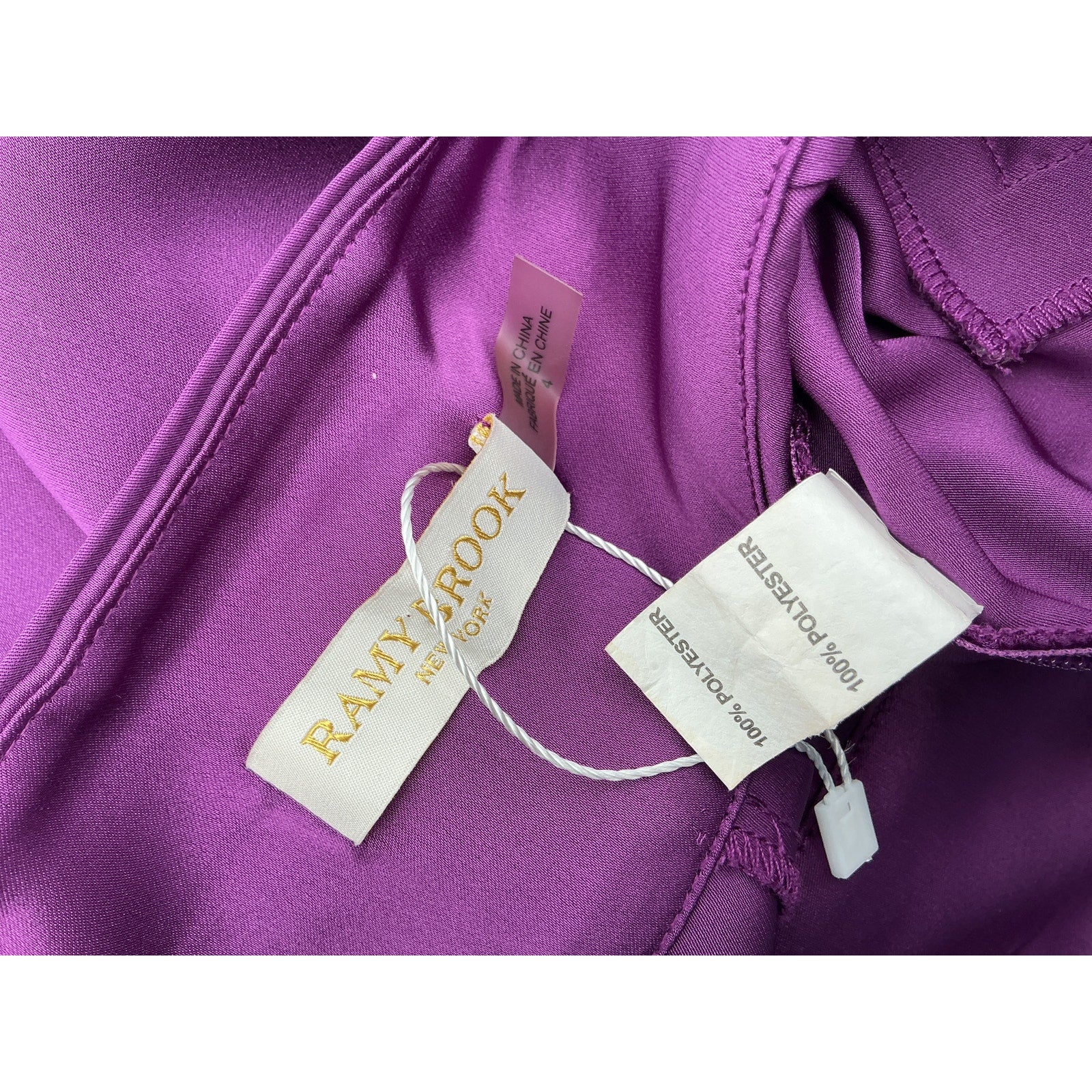 Ramy Brook 'Joss' Purple Polyester Wide Leg Pant Size 4
