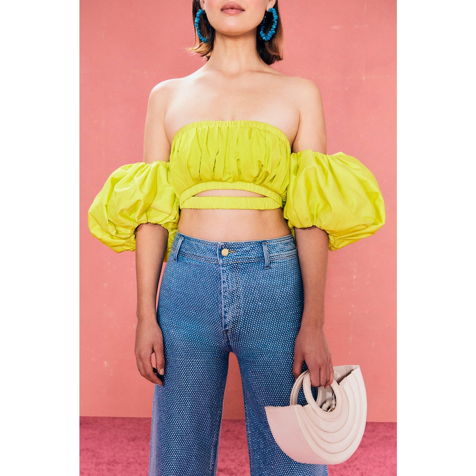 Cult Gaia 'Carly' Yellow Polyester Top Size 4 - NWT