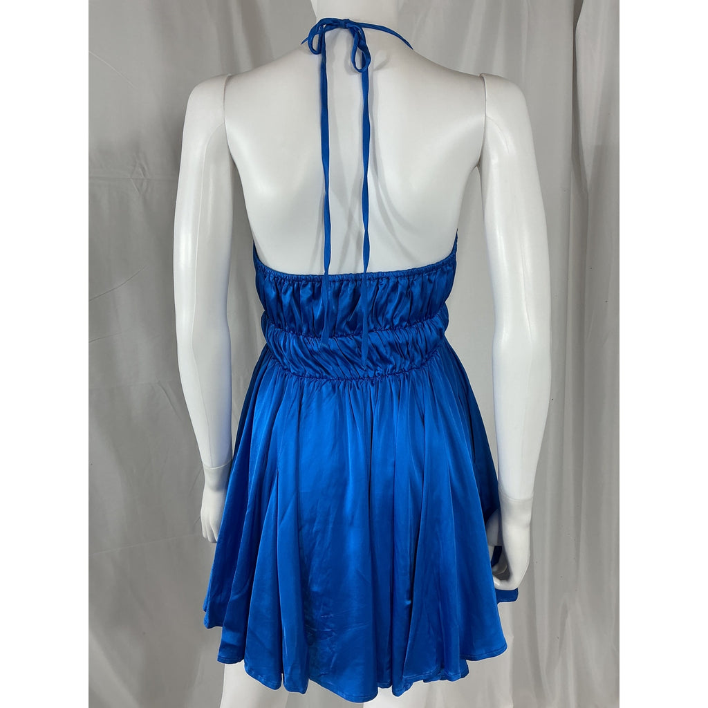 Michael Costello x Revolve 'Zayla' Blue Viscose Mini Dress Size M