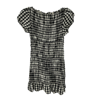 Dôen 'Rizzo' Black Cotton Shirred Gingham Voile Mini Dress Size S