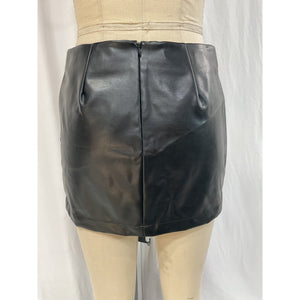 L'Academie 'Tasha' Black Faux Leather Micro Skirt Size S